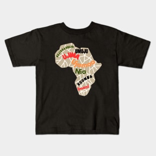 Kwanzaa African Continent Map  ( brown) Kids T-Shirt